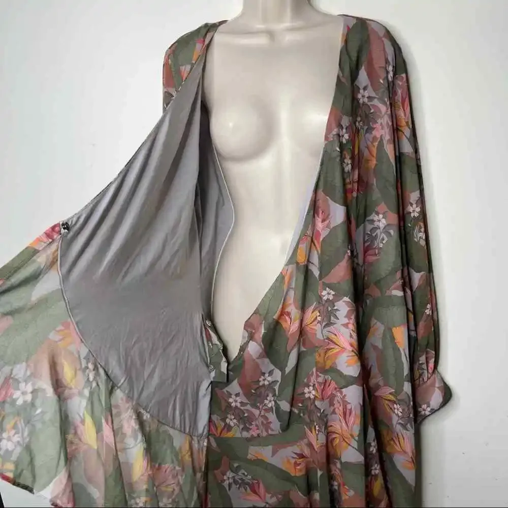 Badgley Mischka Multi Floral Wrap Dress sz 16 - Picture 11 of 11